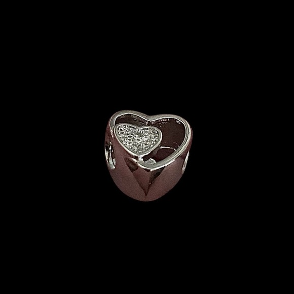 Hearts love charm with cubic zirconia stones - Picture 2 of 4